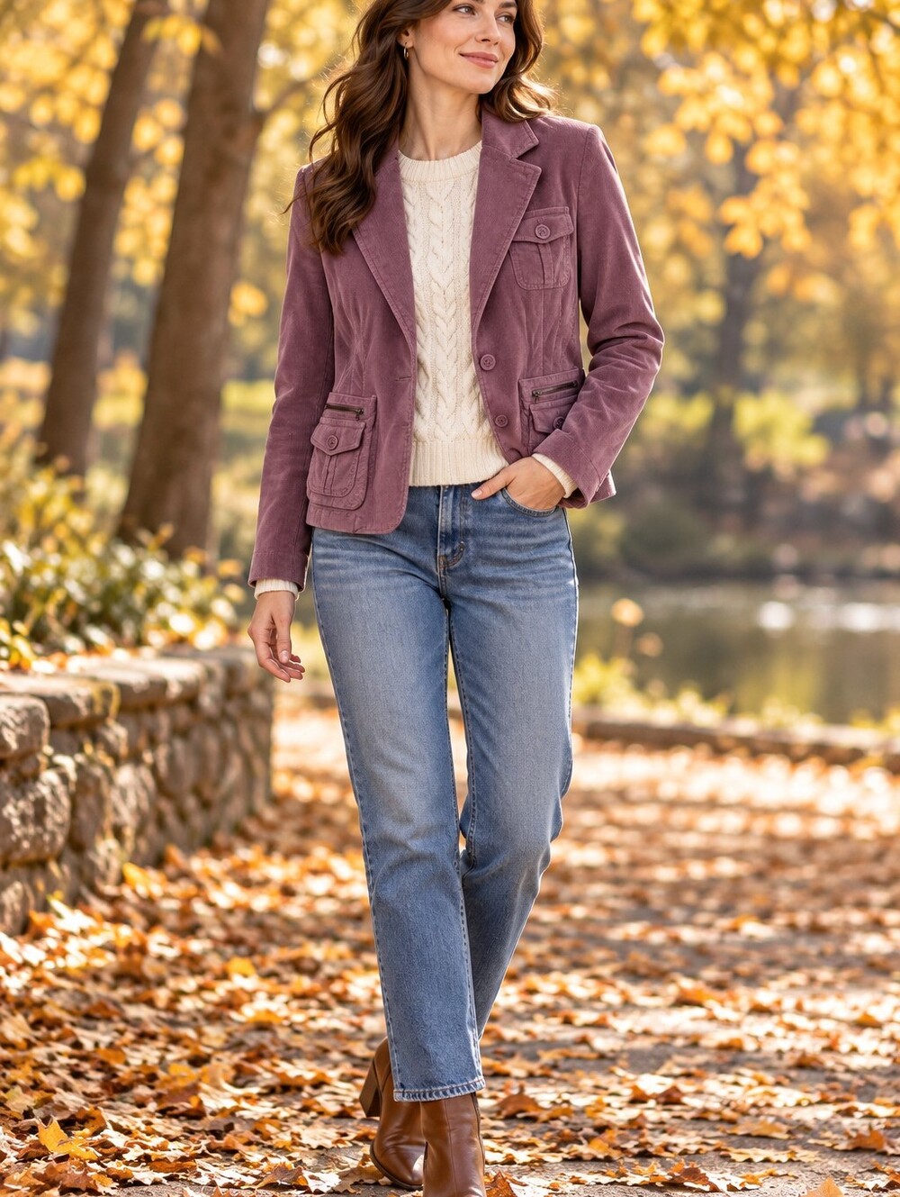 Twenty/Twenty Dusty Mauve Corduroy Blazer Jacket Large Fall Cozy Academia Y2K
